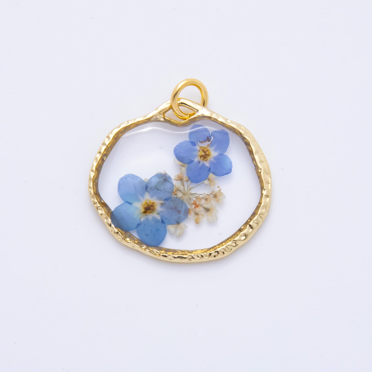 18K Gold Filled 23mm Resin Flower Halo Medallion Charm | AH866 - AH870 - DLUXCA