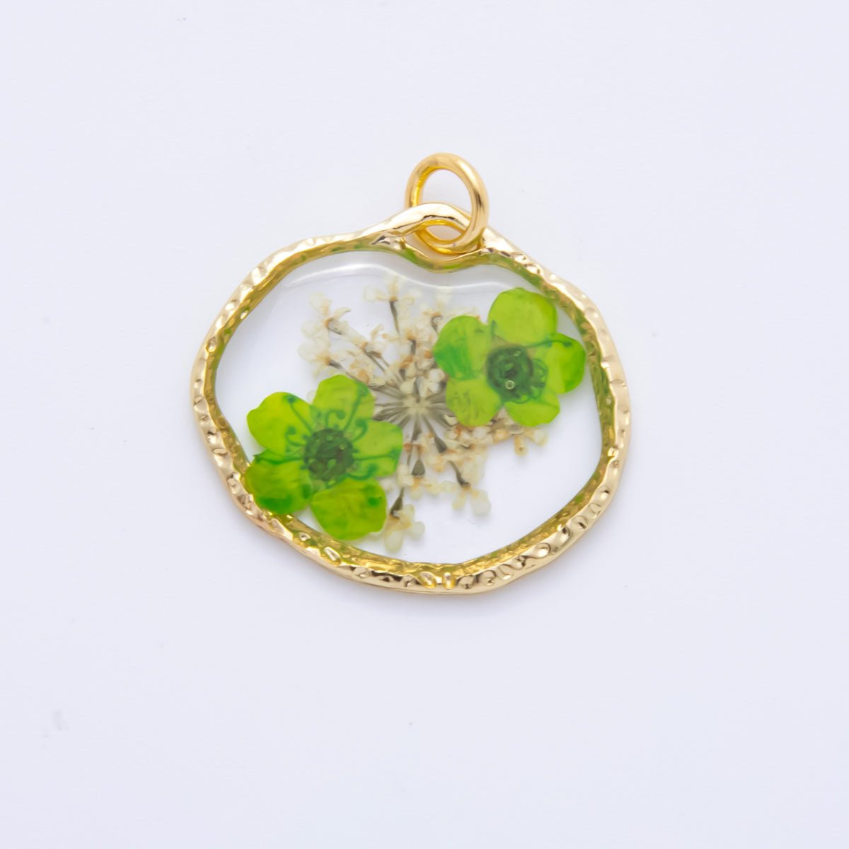 18K Gold Filled 23mm Resin Flower Halo Medallion Charm | AH866 - AH870 - DLUXCA