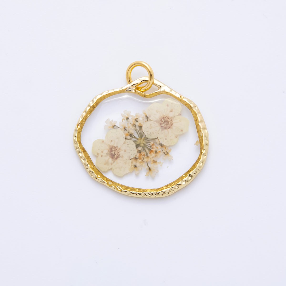 18K Gold Filled 23mm Resin Flower Halo Medallion Charm | AH866 - AH870 - DLUXCA