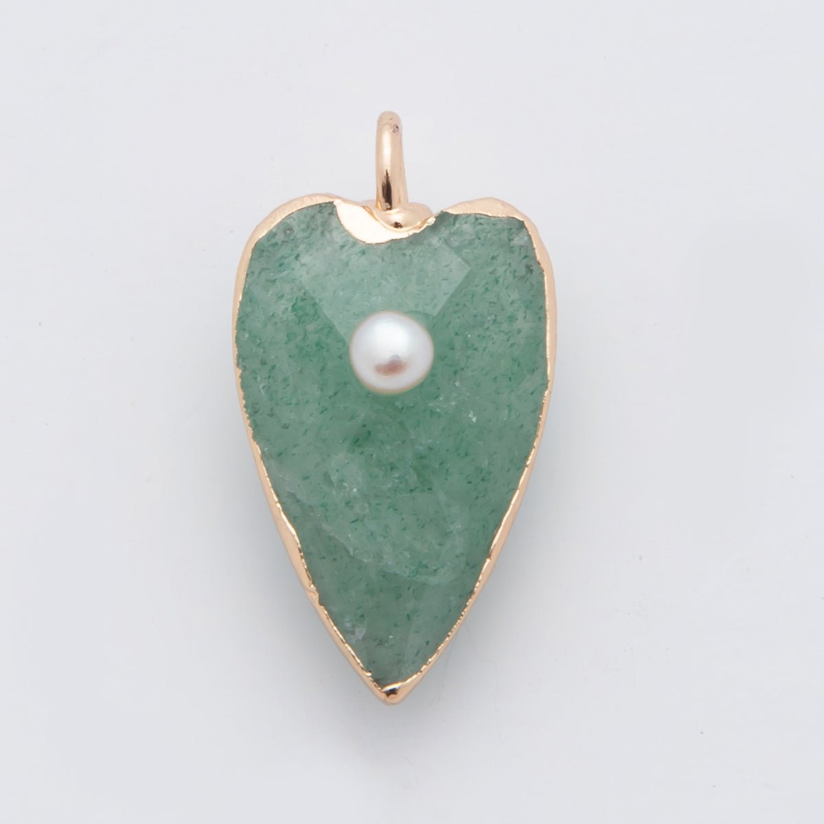 18K Gold Filled 23mm Shell Pearl Multifaceted Gemstone Heart Padlock Charm | AF331 - AF343 - DLUXCA