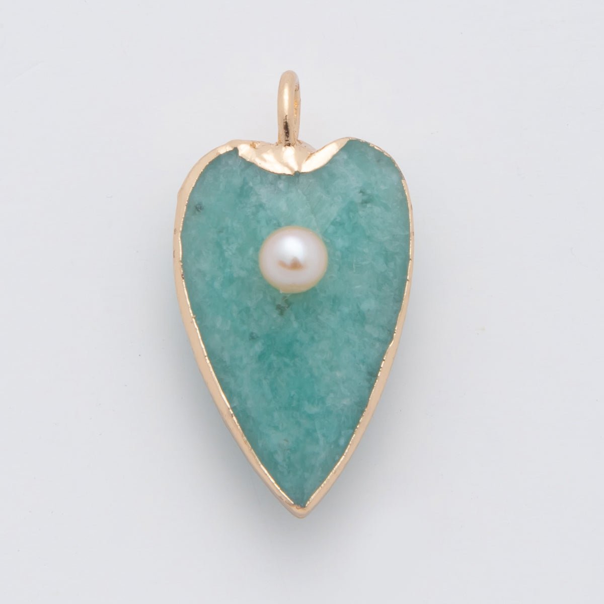 18K Gold Filled 23mm Shell Pearl Multifaceted Gemstone Heart Padlock Charm | AF331 - AF343 - DLUXCA