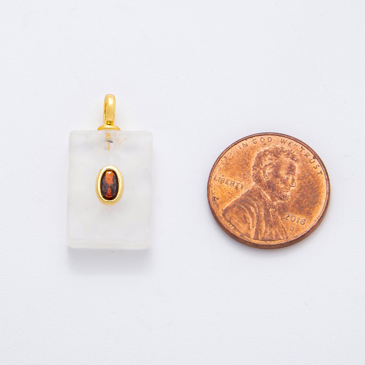 18K Gold Filled 24.5mm Natural Gemstone Rectangle Tag Pendant | N742 N750 N821 - DLUXCA