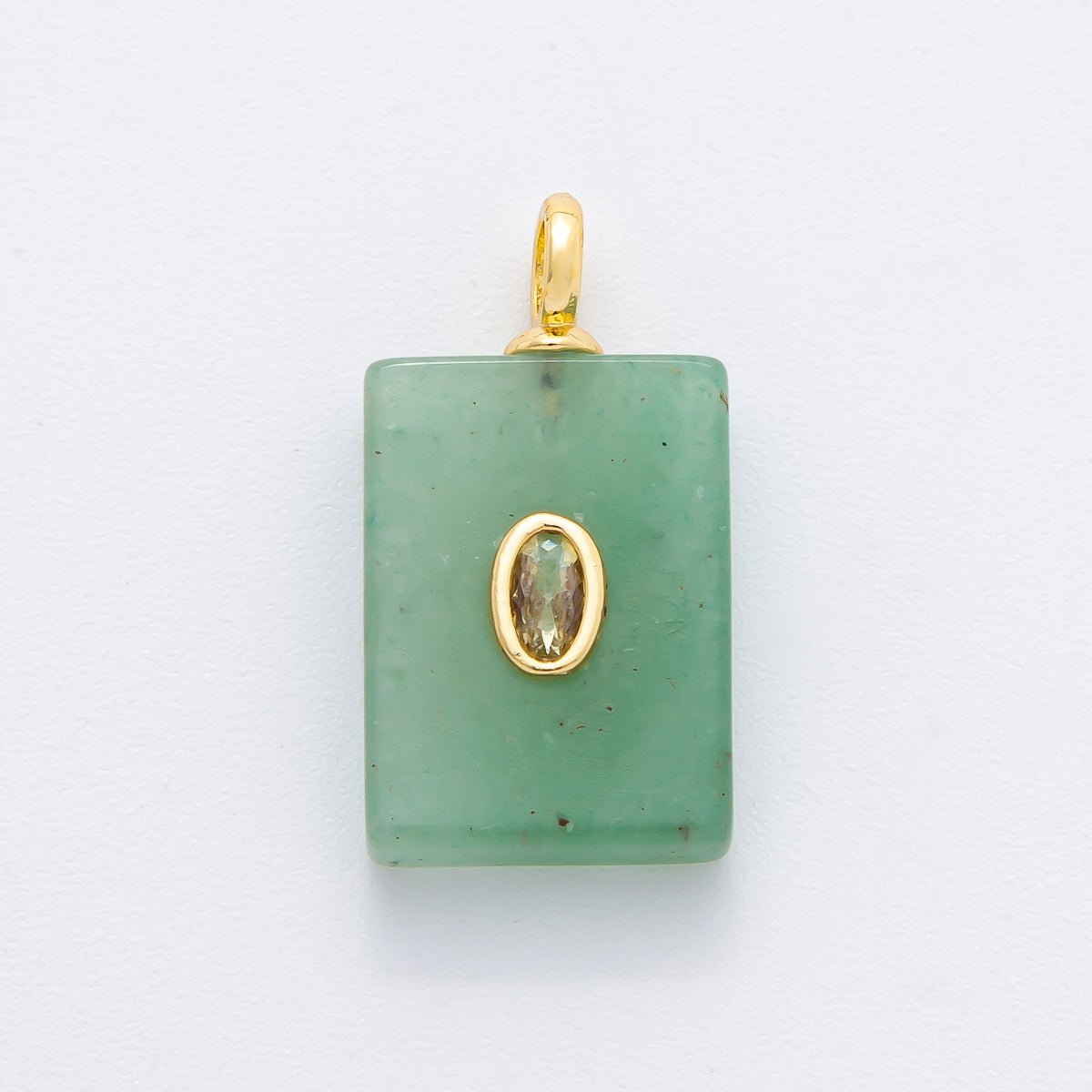 18K Gold Filled 24.5mm Natural Gemstone Rectangle Tag Pendant | N742 N750 N821 - DLUXCA