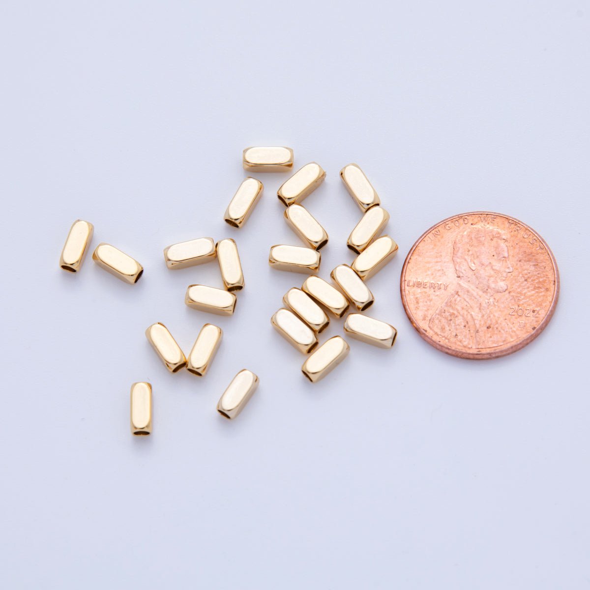 18K Gold Filled 2.4mm Edged Cylinder Tube Mini Bead Set by 10 Pieces | B743 - DLUXCA