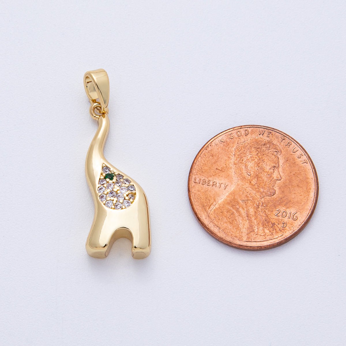 18K Gold Filled 24mm Elephant Micro Paved CZ Geometric Pendant | AF1214 - DLUXCA