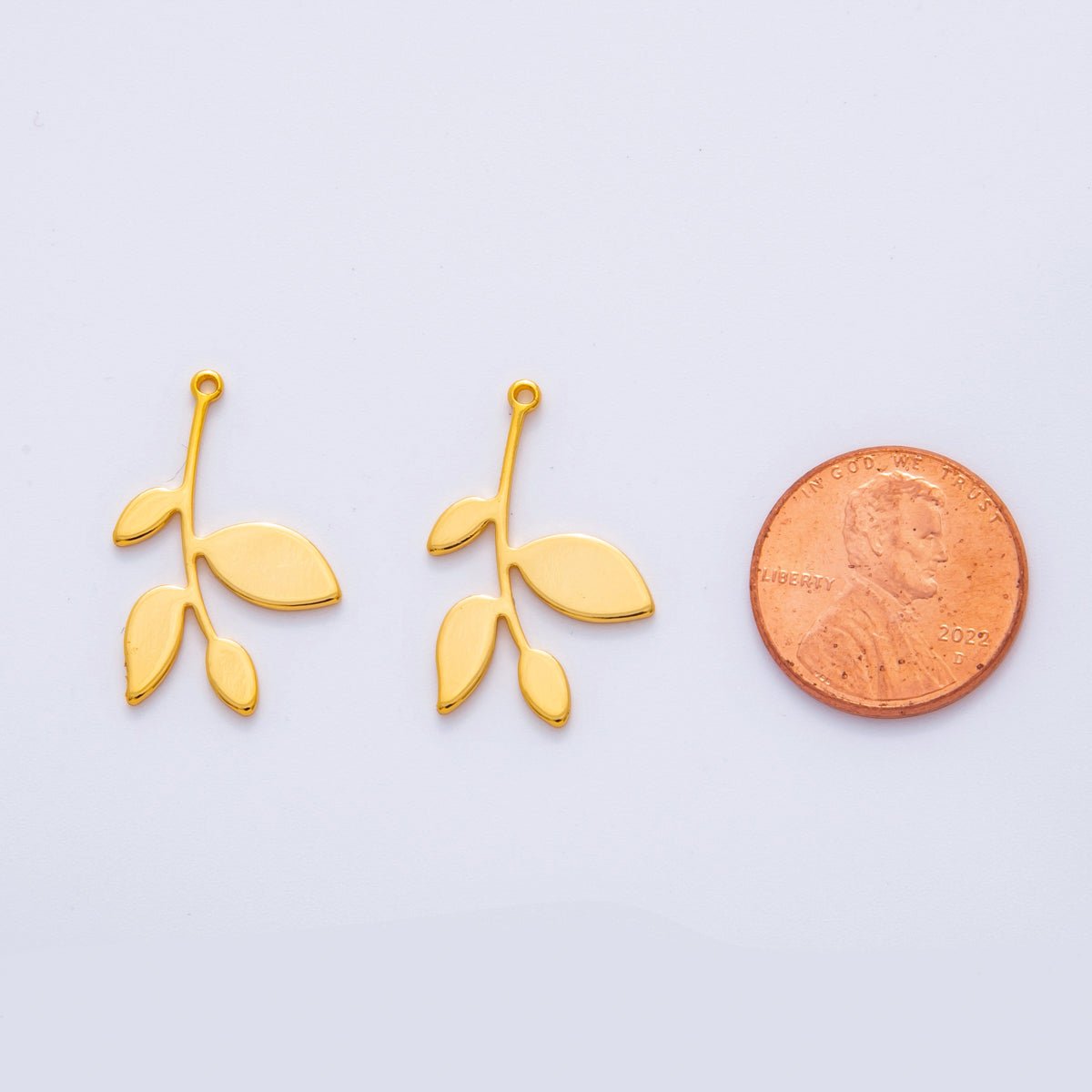 18K Gold Filled 24mm Floral Plant Minimalist Thin Charm Finding | Z1174 - DLUXCA