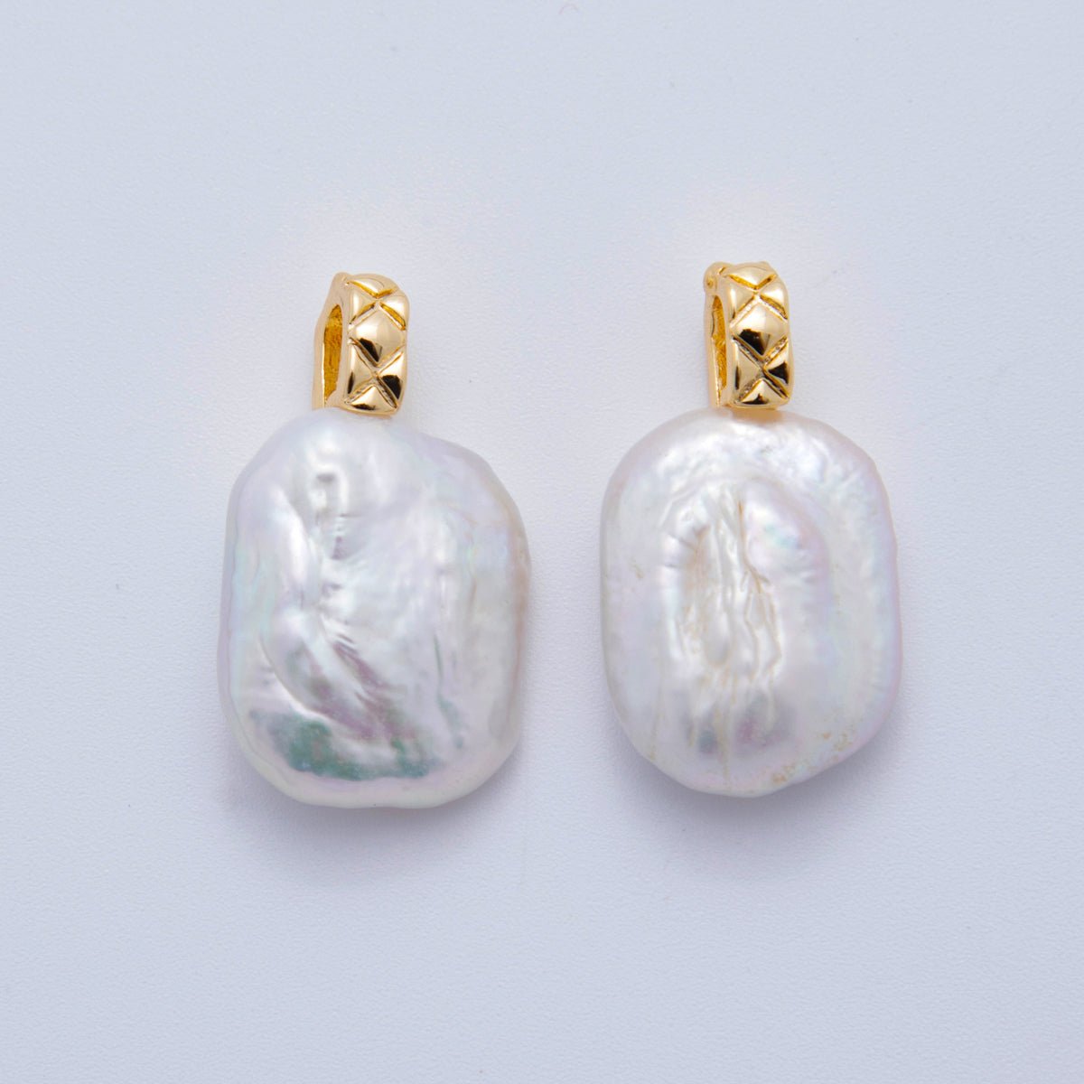 18K Gold Filled 24mm Freshwater Portal Square Pearl Charm | AF617 - DLUXCA