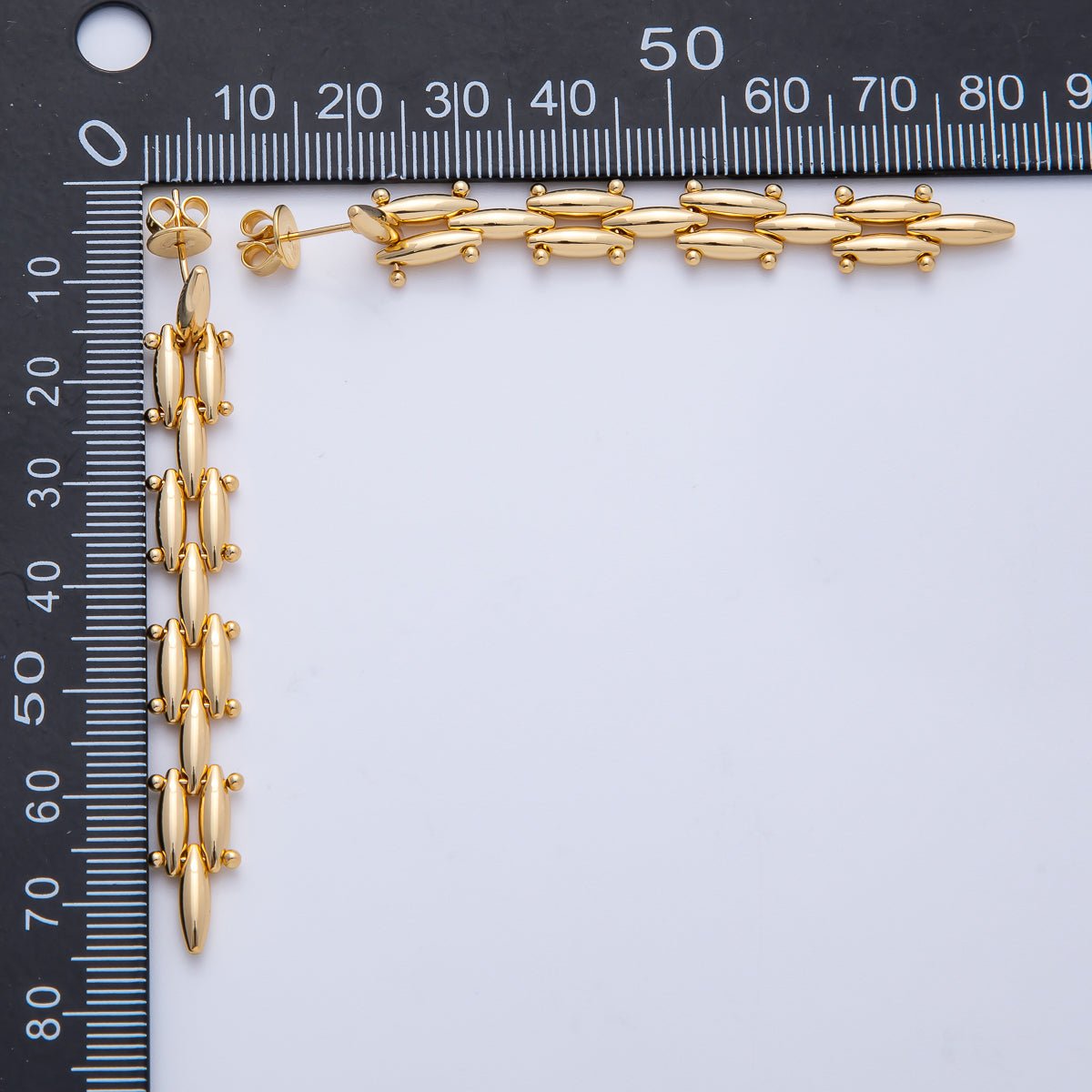 18K Gold Filled 2.5 Inch Panther Chain Drop Stud Earrings | AE620 - DLUXCA