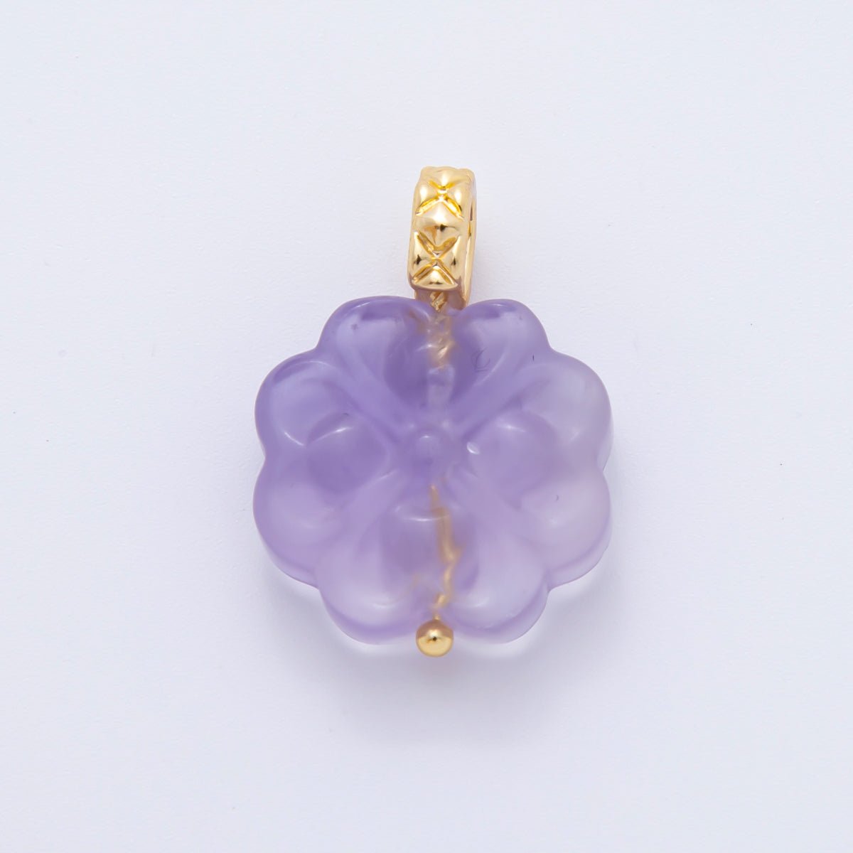 18K Gold Filled 25.5mm Natural Gemstone Fluorite Flower Ornament Charm | E071 E161 - DLUXCA