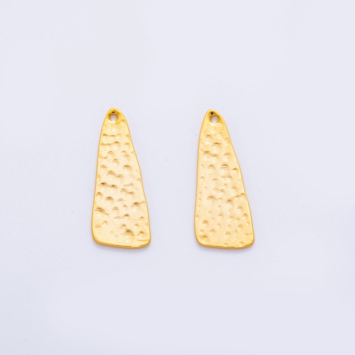 18K Gold Filled 25.8mm Dotted Hammered Edge Triangle Thin Charm Finding | Z1194 - DLUXCA