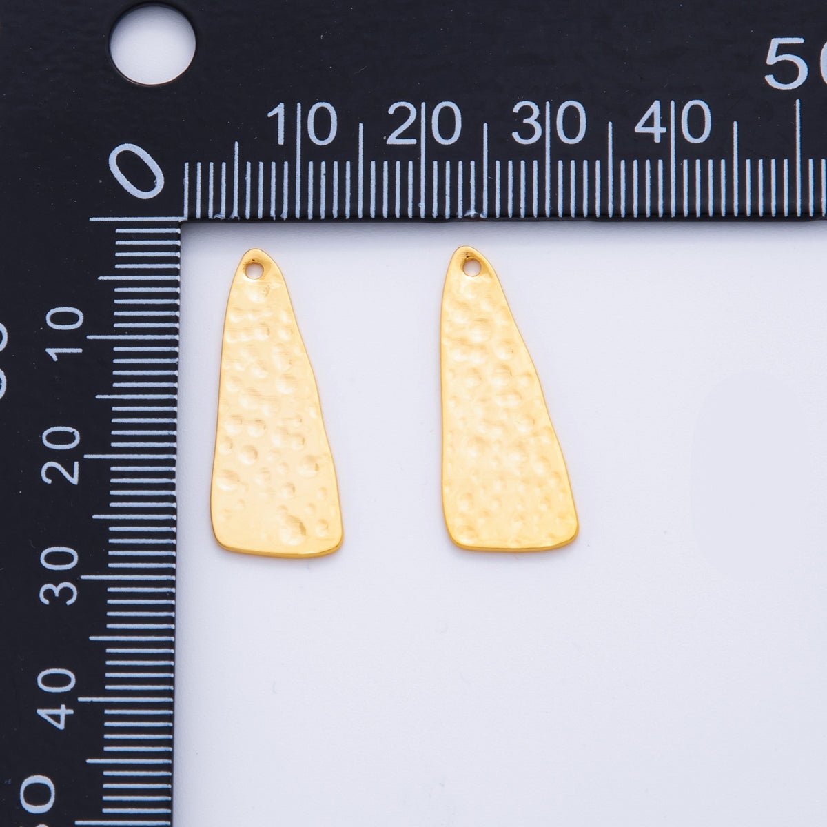 18K Gold Filled 25.8mm Dotted Hammered Edge Triangle Thin Charm Finding | Z1194 - DLUXCA