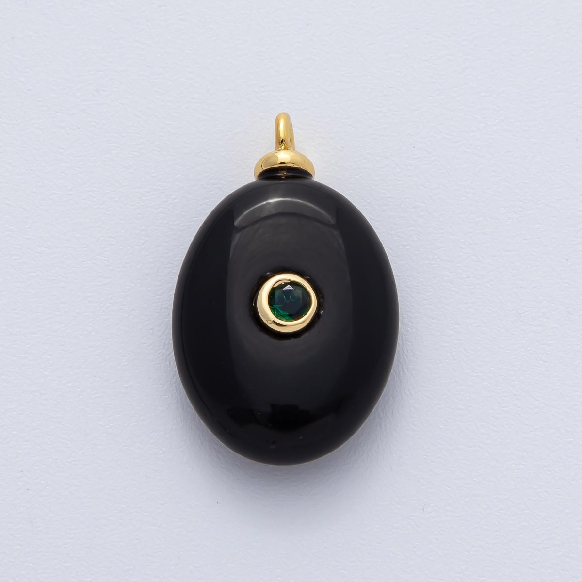 18K Gold Filled 25mm Black CZ Embedded Red Carnelian Teardrop Gemstone Charm | AF1446 & AF1448 - DLUXCA