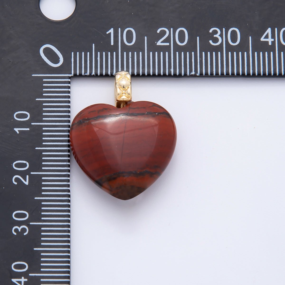 18K Gold Filled 25mm Carnelian, Agate, & Jade Gemstone Puffy Heart Shaped Charm | C766 C834 C846 - DLUXCA