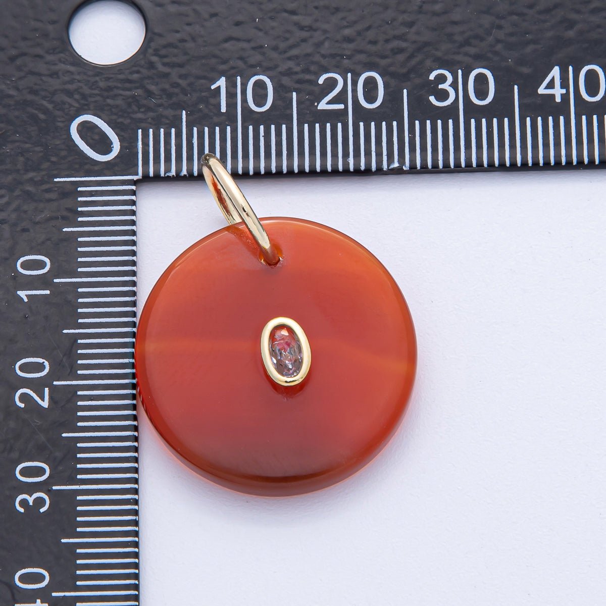 18K Gold Filled 25mm CZ Embedded Grey, Yellow, Red Round Gemstone Charm | AK053 AK054 - DLUXCA