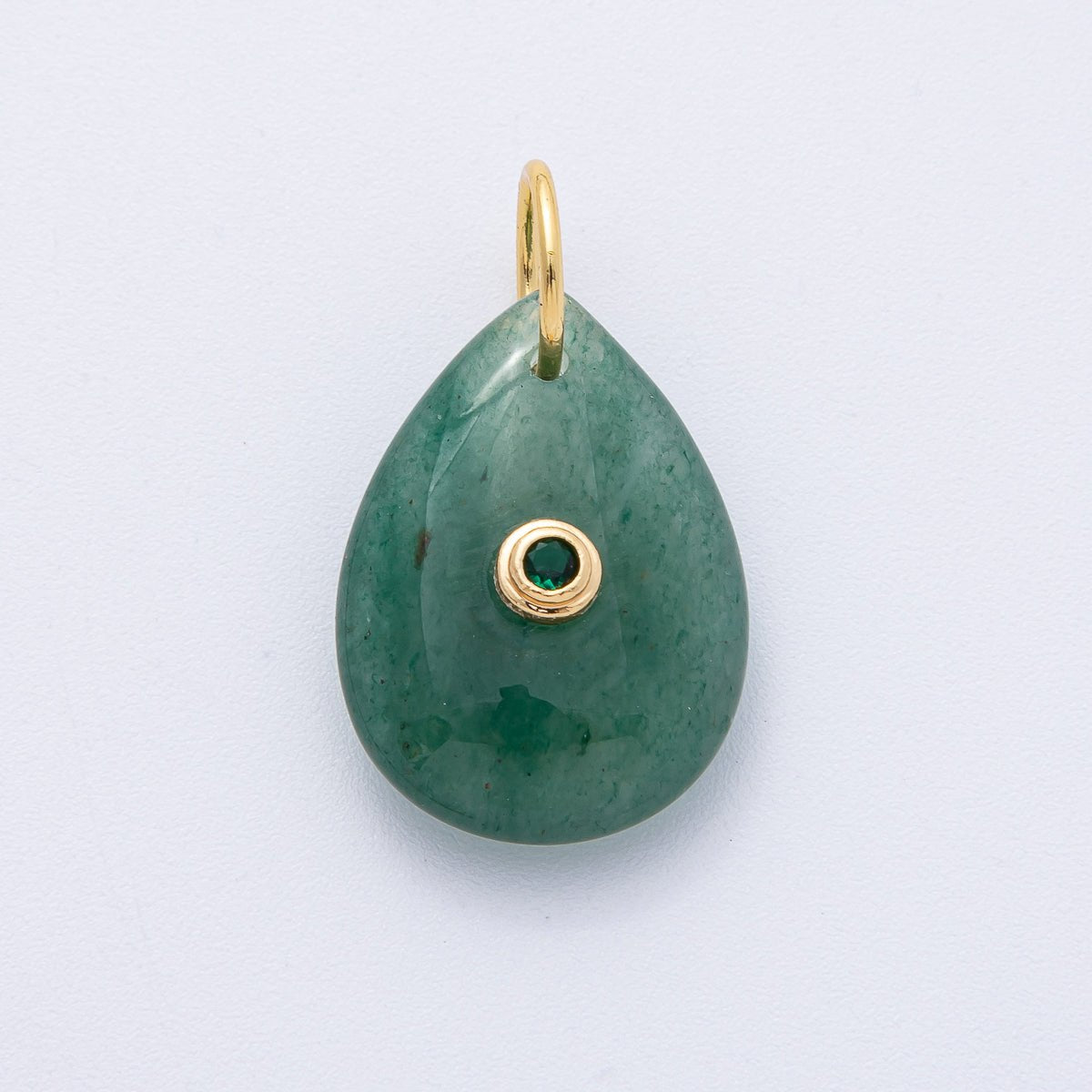 18K Gold Filled 25mm CZ Embedded Natural Gemstone Teardrop Charm | AK109 - AK112 - DLUXCA