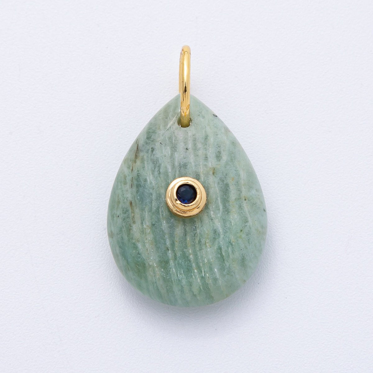 18K Gold Filled 25mm CZ Embedded Natural Gemstone Teardrop Charm | AK109 - AK112 - DLUXCA