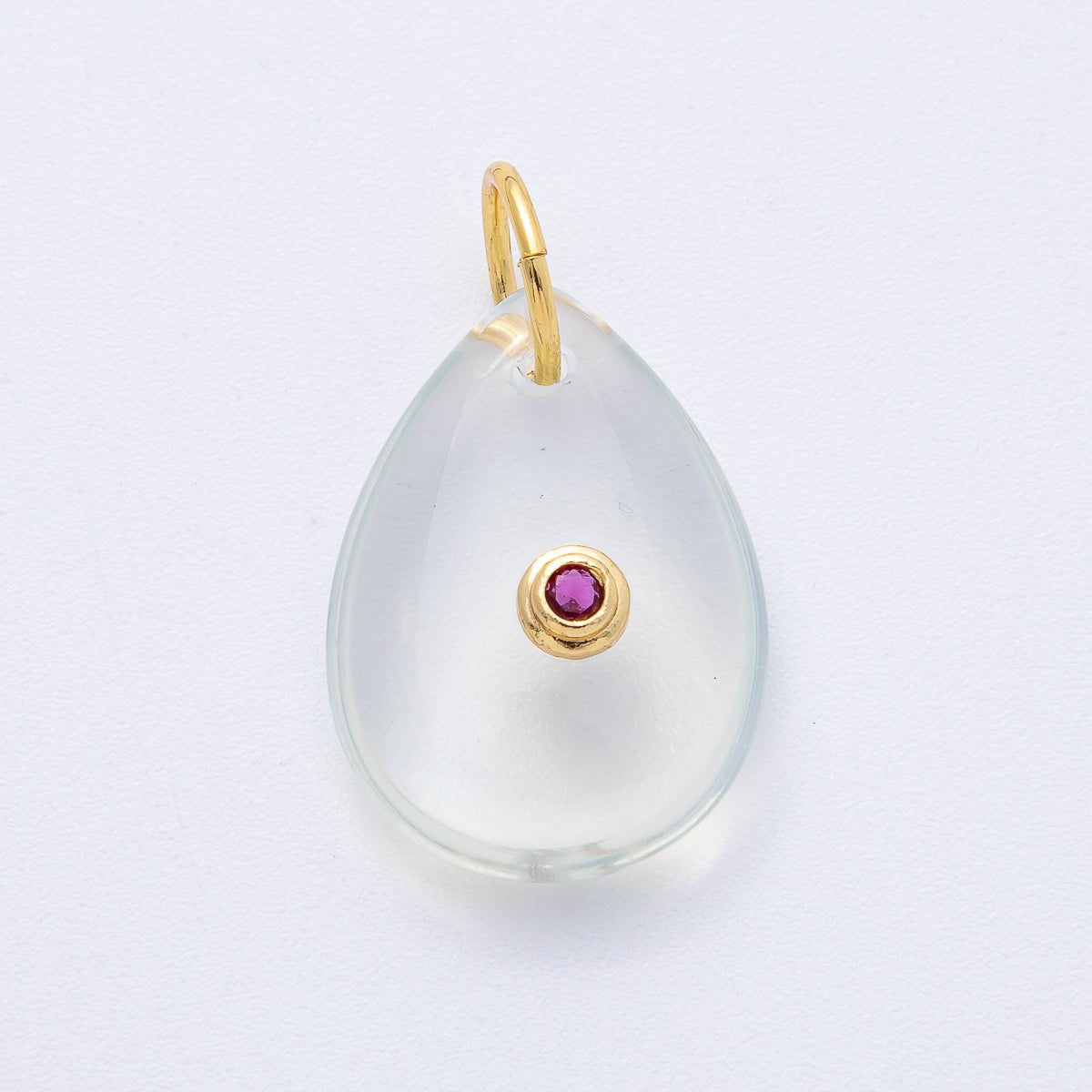 18K Gold Filled 25mm CZ Embedded Natural Gemstone Teardrop Charm | AK109 - AK112 - DLUXCA