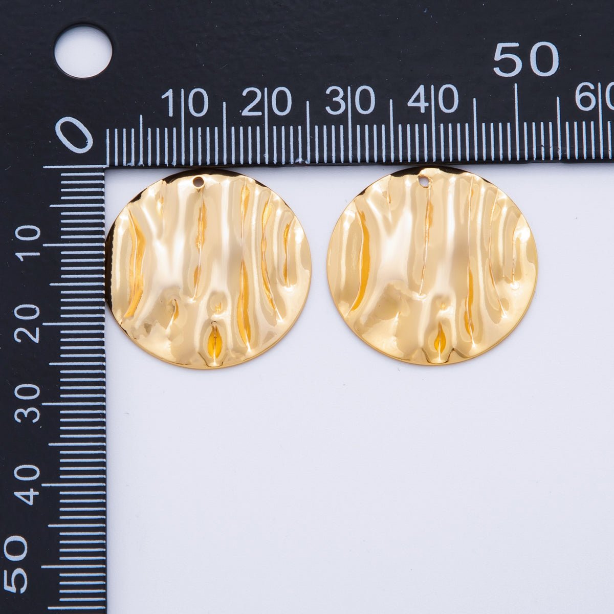 18K Gold Filled 25mm Hammered Waves Round Charm Finding | Z1188 - DLUXCA