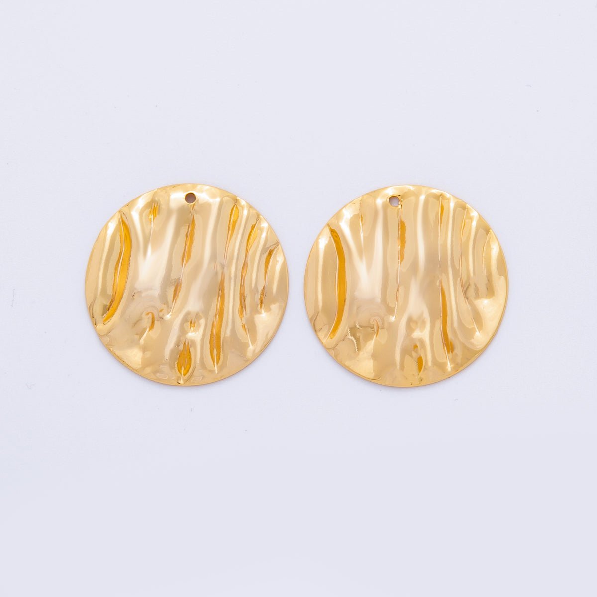 18K Gold Filled 25mm Hammered Waves Round Charm Finding | Z1188 - DLUXCA