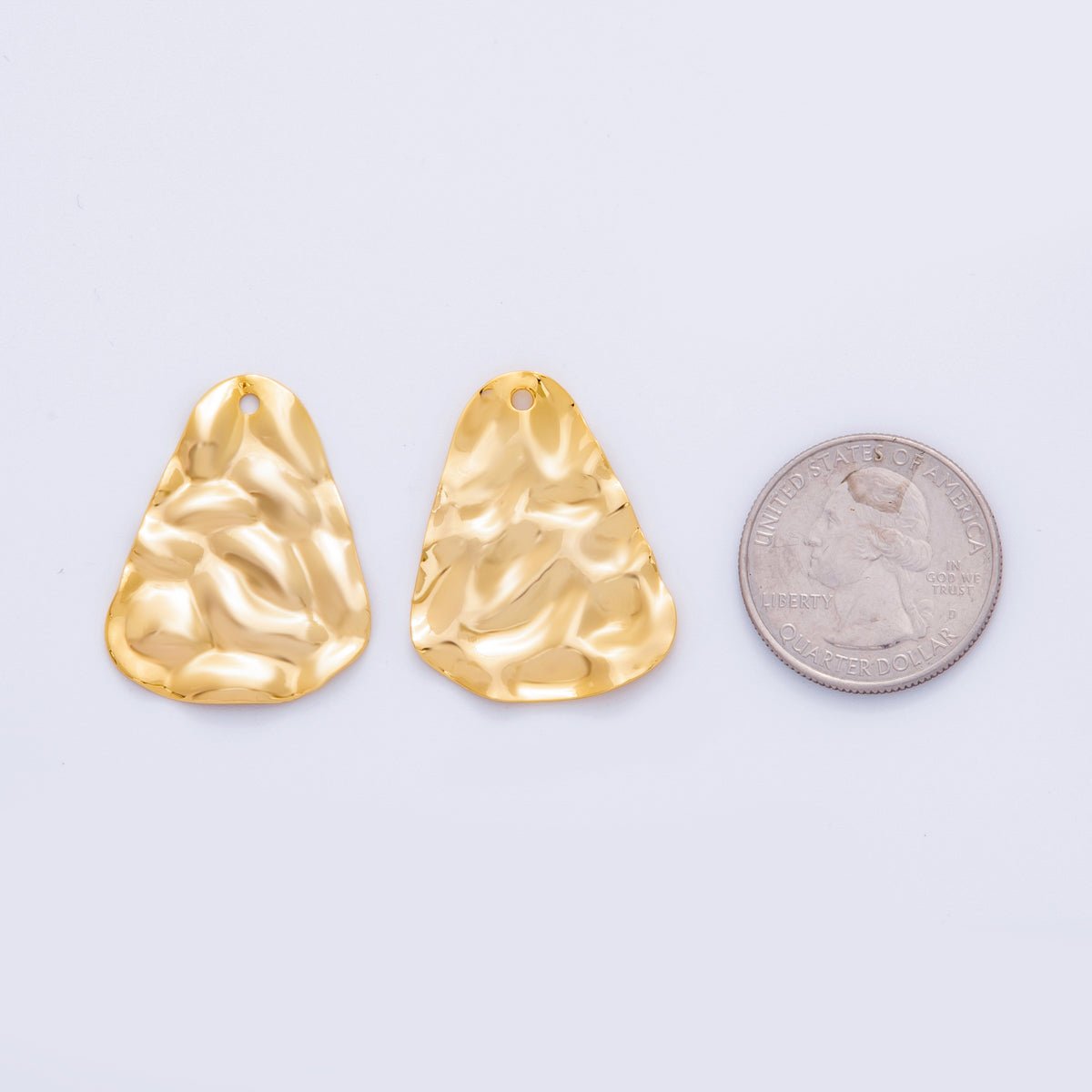 18K Gold Filled 25mm Hammered Waves Triangle Charm Finding | Z1187 - DLUXCA