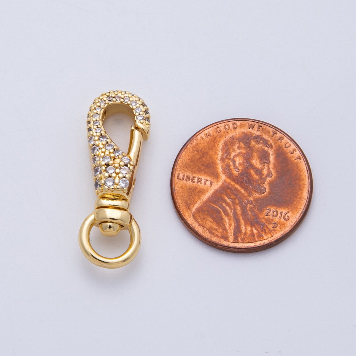 18K Gold Filled 25mm Micro Paved CZ Swivel Oblong Push Gate Clasp Closure | Findings - 00053 - DLUXCA