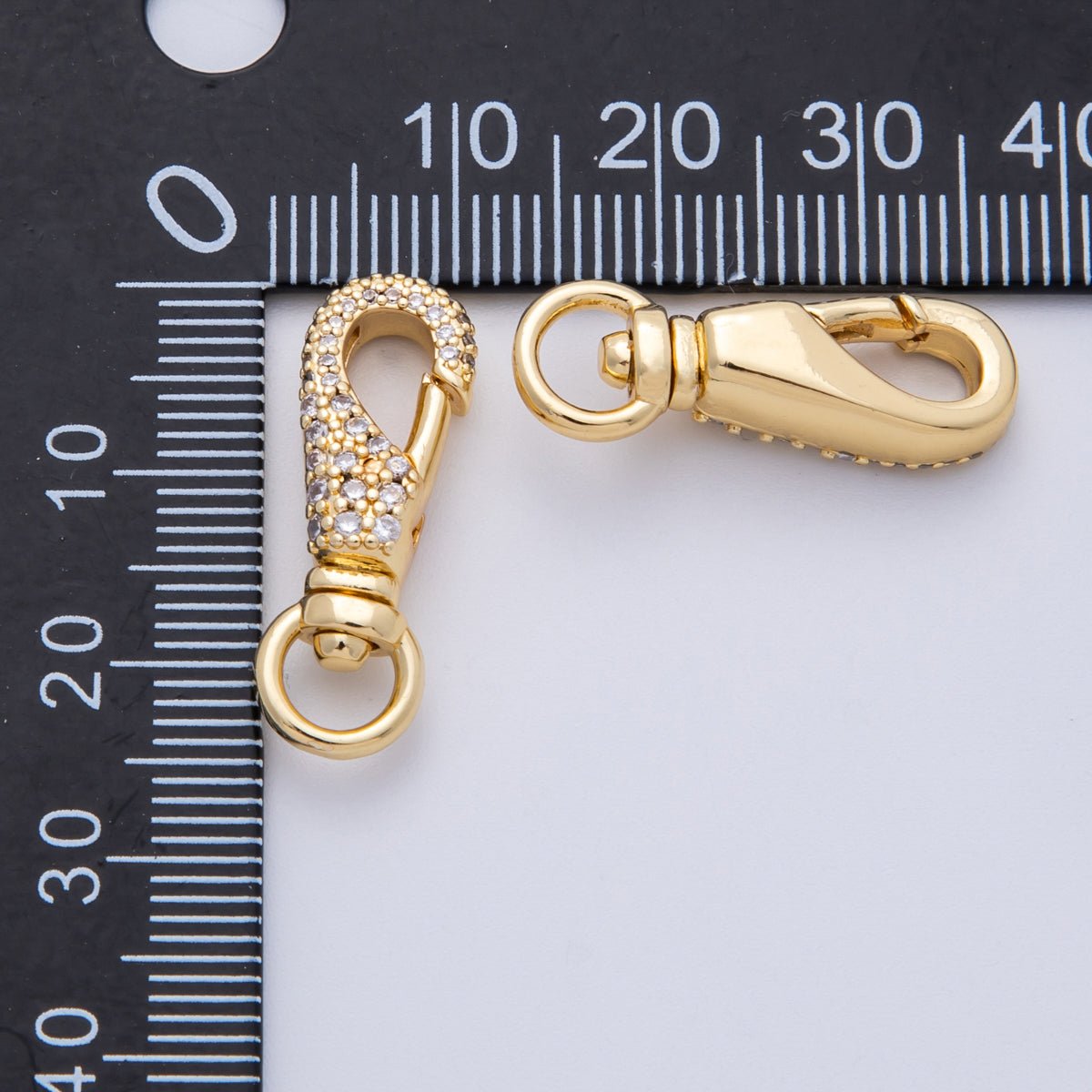 18K Gold Filled 25mm Micro Paved CZ Swivel Oblong Push Gate Clasp Closure | Findings - 00053 - DLUXCA