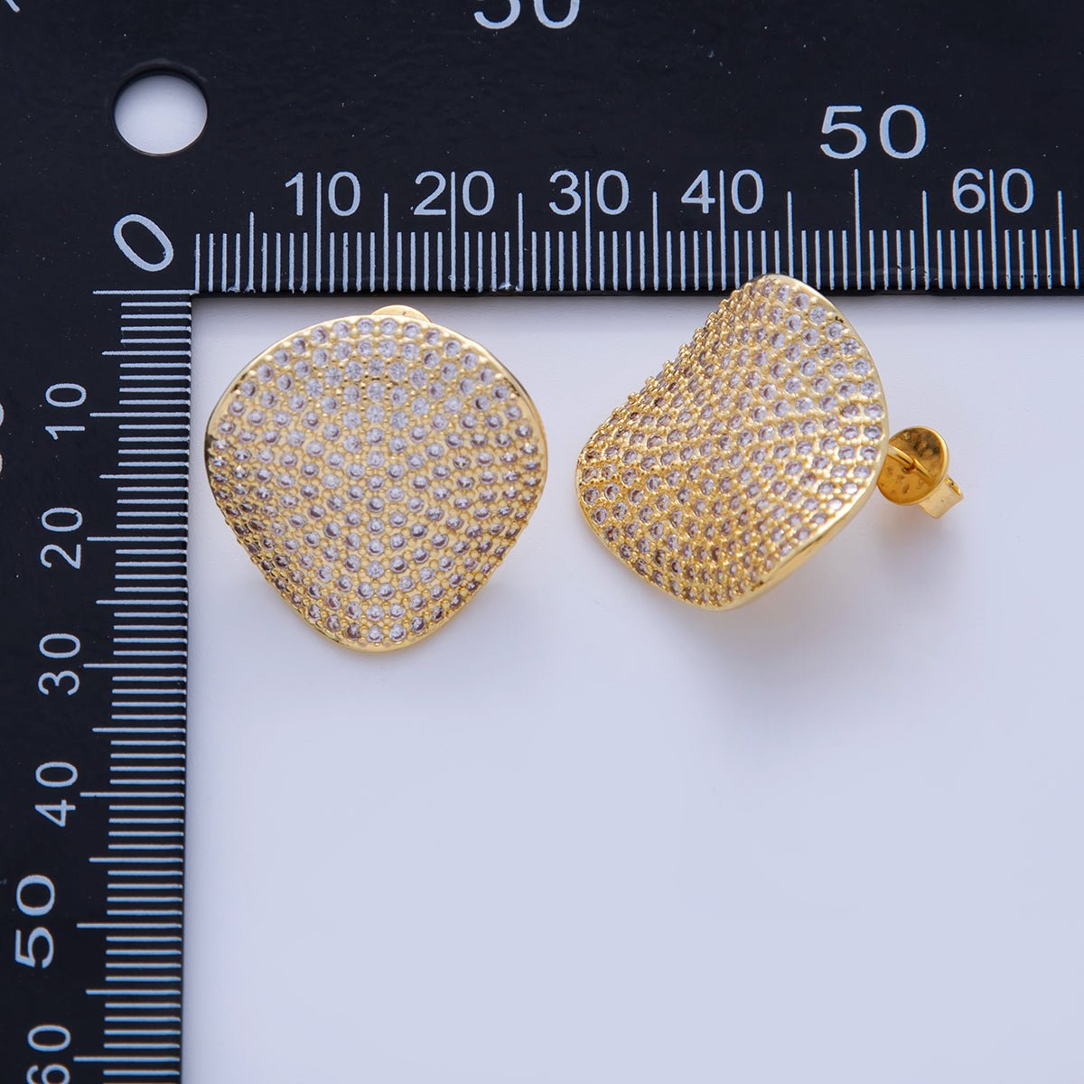 18K Gold Filled 25mm Micro Paved CZ Teardrop Stud Earrings in Silver & Gold | AI310 AI311 - DLUXCA