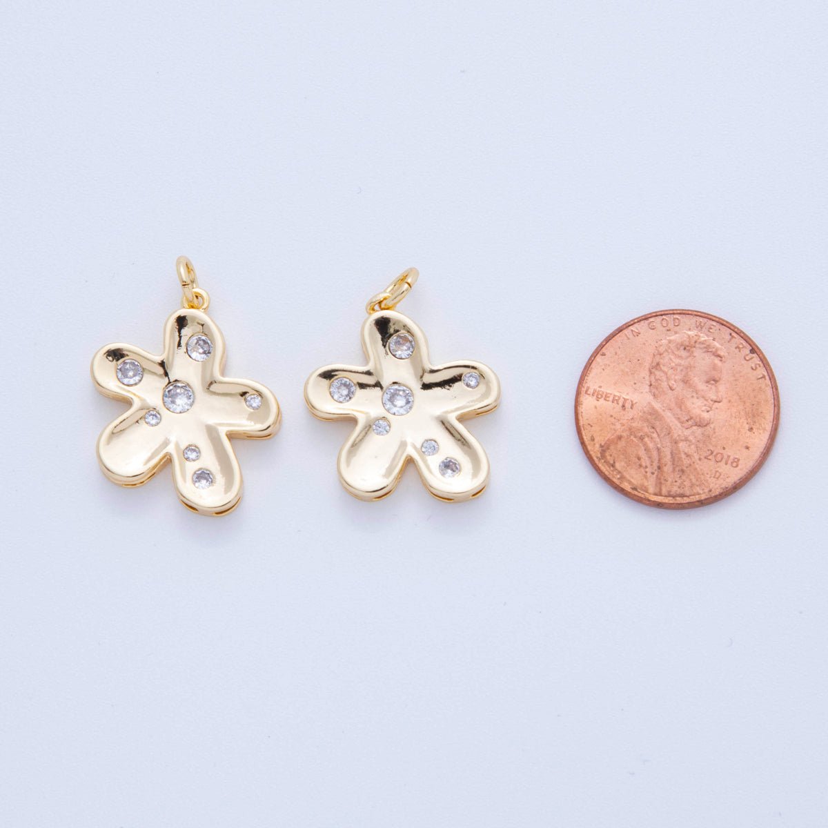 18K Gold Filled 25mm Micro Paved CZ Under the Sea Flower Charm | AF808 - DLUXCA