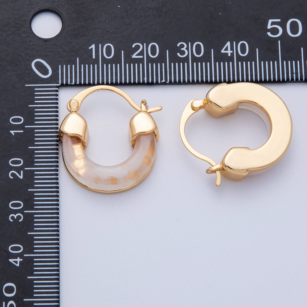 18K Gold Filled 25mm Resin Latch Hoop Earring | Earrings - 00281 ~ Earrings - 00286 - DLUXCA