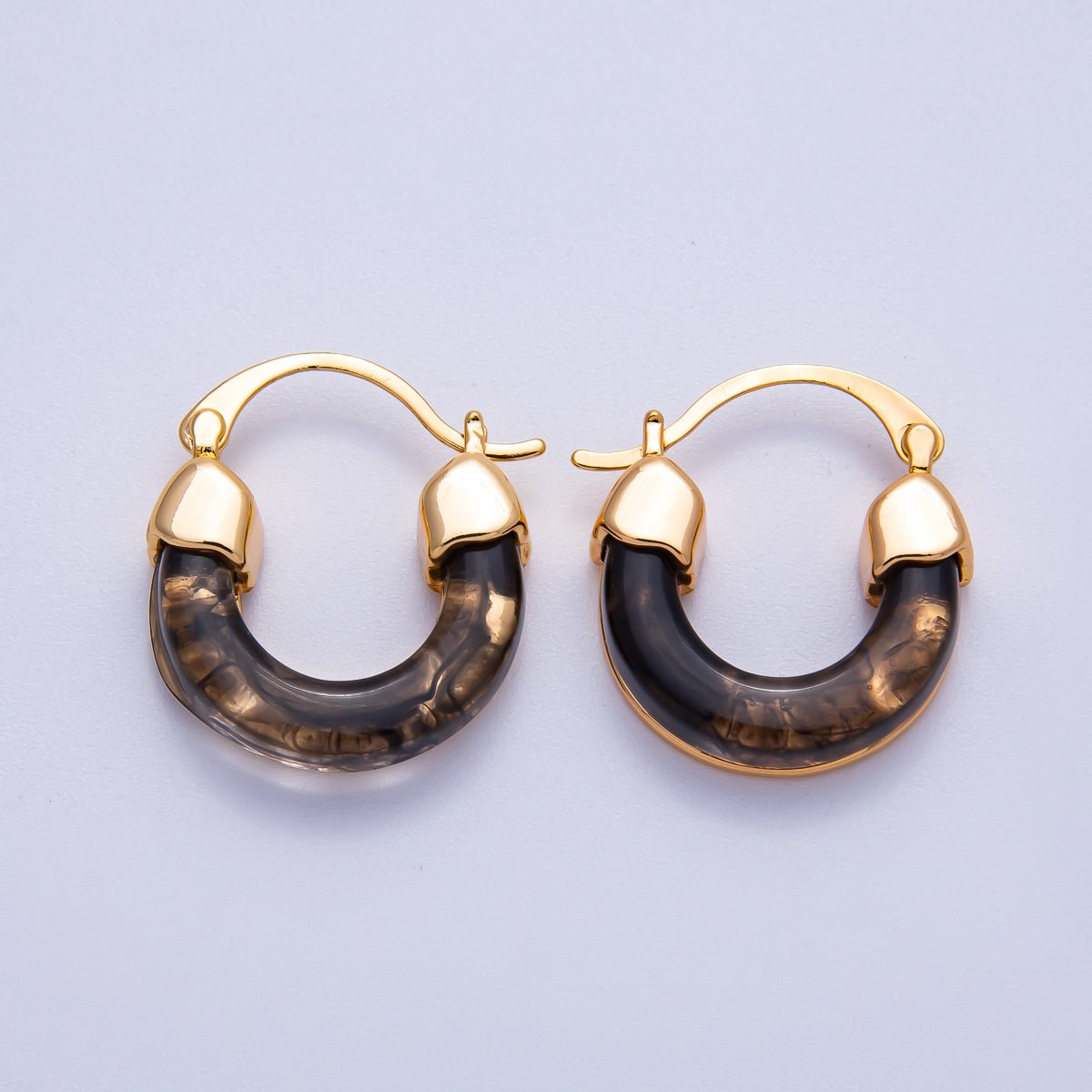 18K Gold Filled 25mm Resin Latch Hoop Earring | Earrings - 00281 ~ Earrings - 00286 - DLUXCA