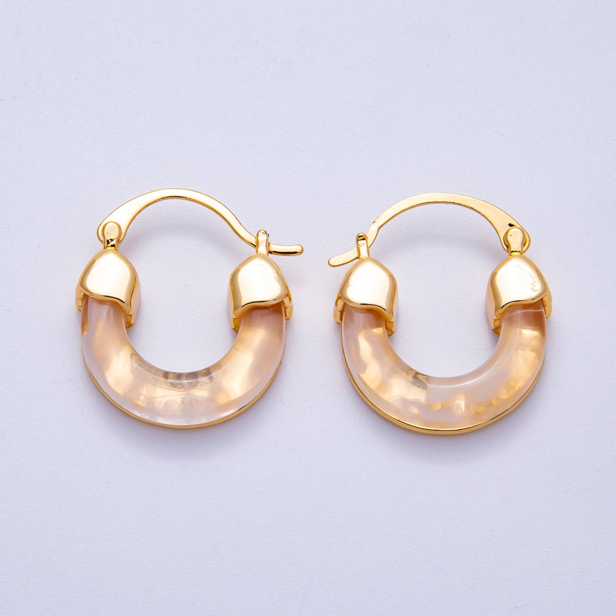 18K Gold Filled 25mm Resin Latch Hoop Earring | Earrings - 00281 ~ Earrings - 00286 - DLUXCA