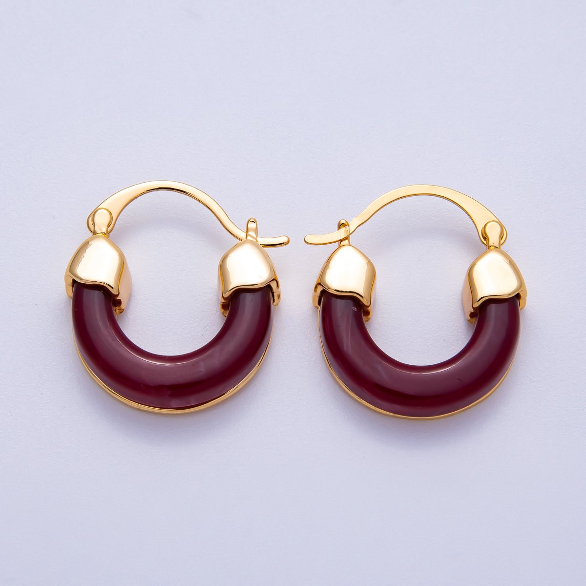18K Gold Filled 25mm Resin Latch Hoop Earring | Earrings - 00281 ~ Earrings - 00286 - DLUXCA