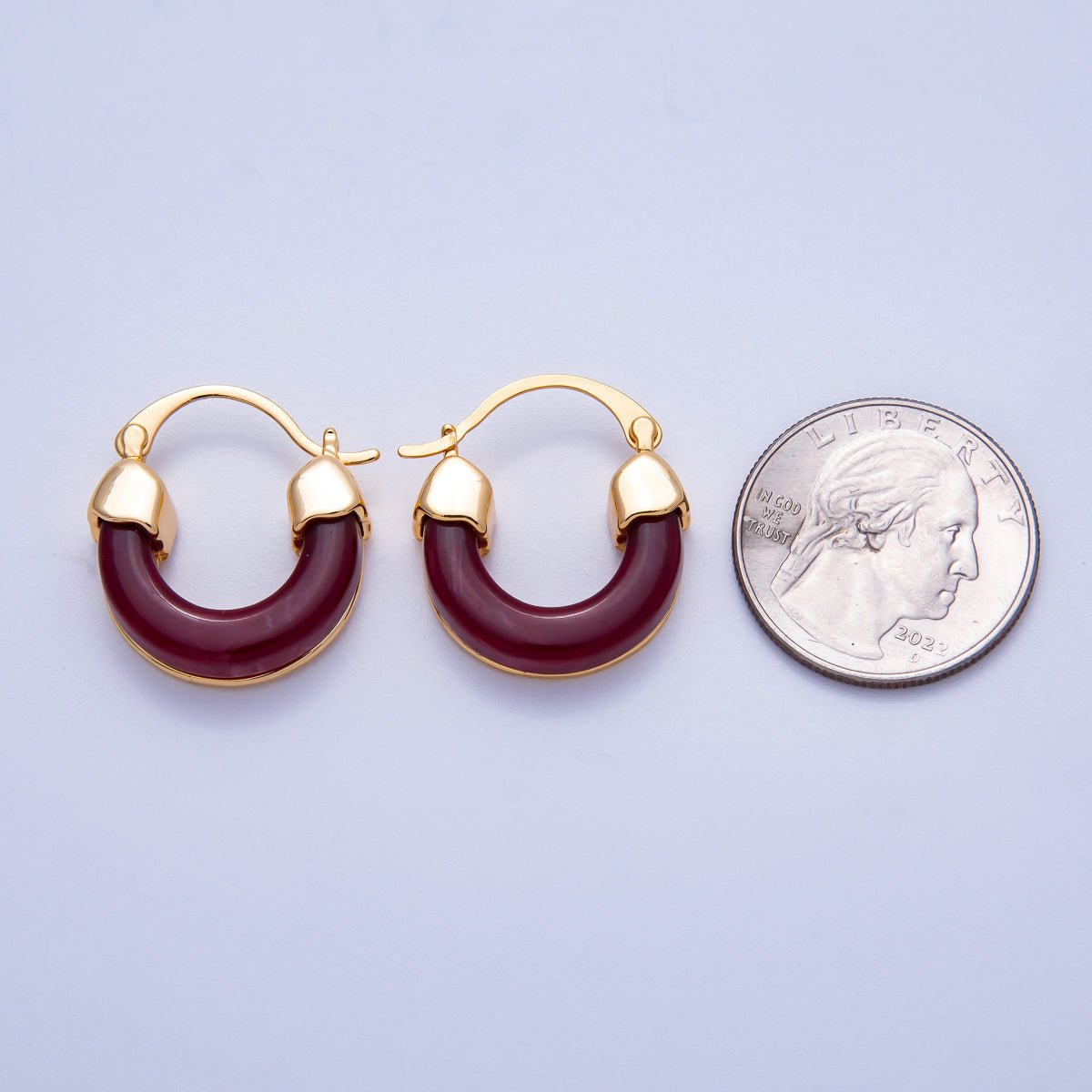 18K Gold Filled 25mm Resin Latch Hoop Earring | Earrings - 00281 ~ Earrings - 00286 - DLUXCA