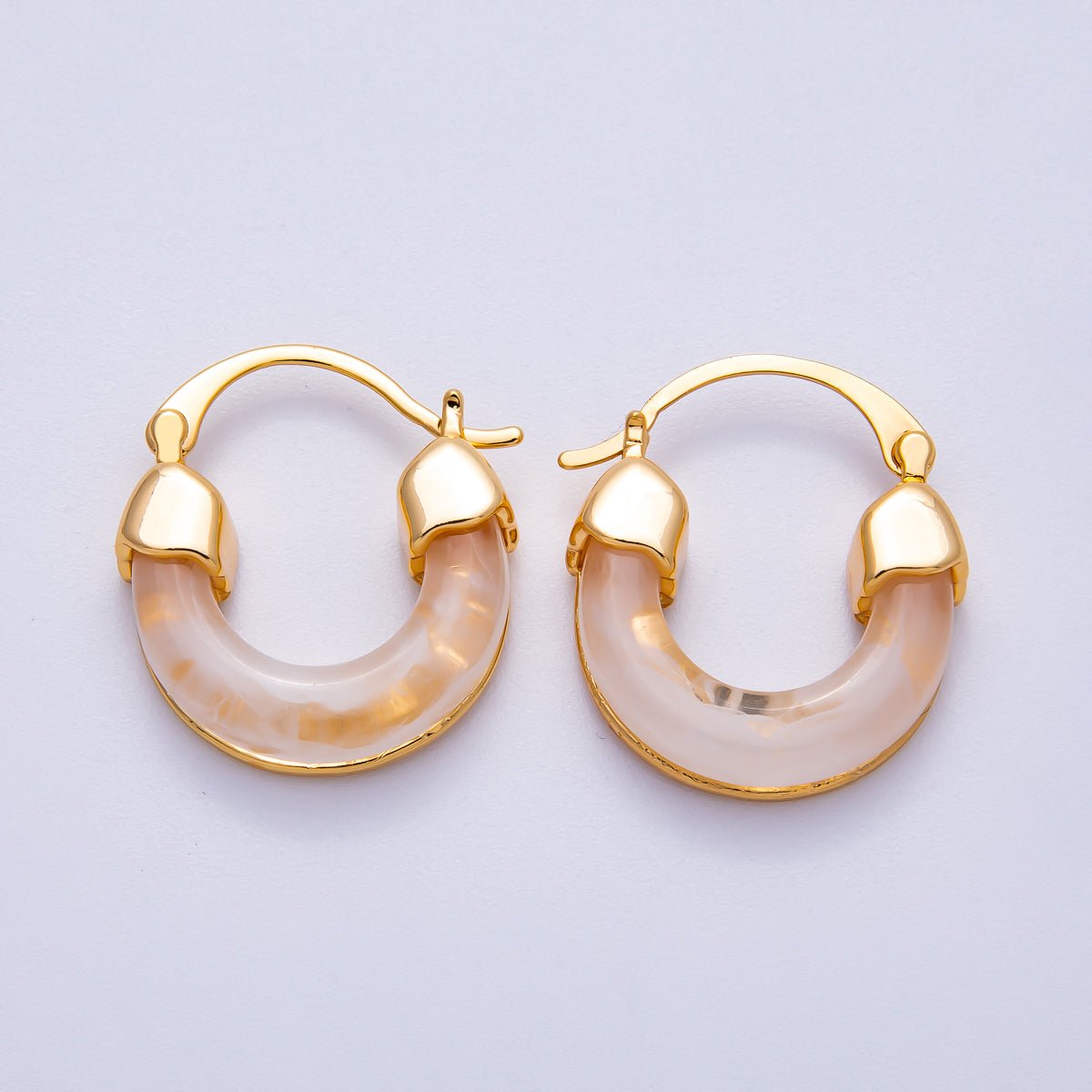 18K Gold Filled 25mm Resin Latch Hoop Earring | Earrings - 00281 ~ Earrings - 00286 - DLUXCA