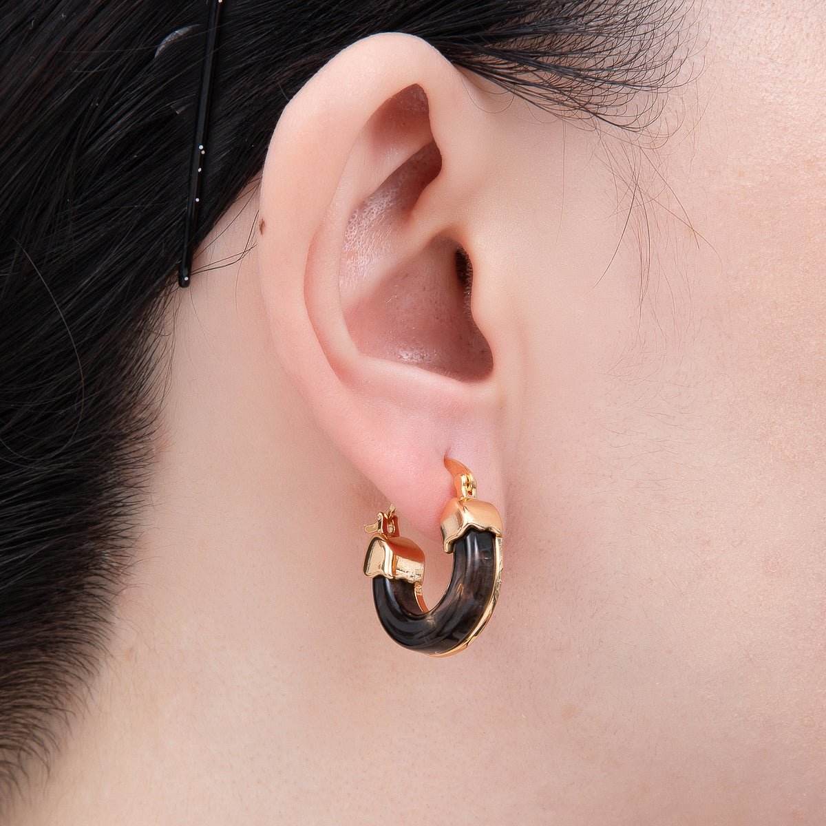 18K Gold Filled 25mm Resin Latch Hoop Earring | Earrings - 00281 ~ Earrings - 00286 - DLUXCA