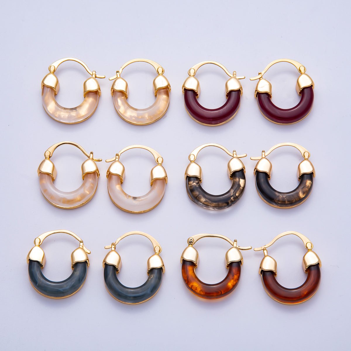18K Gold Filled 25mm Resin Latch Hoop Earring | Earrings - 00281 ~ Earrings - 00286 - DLUXCA