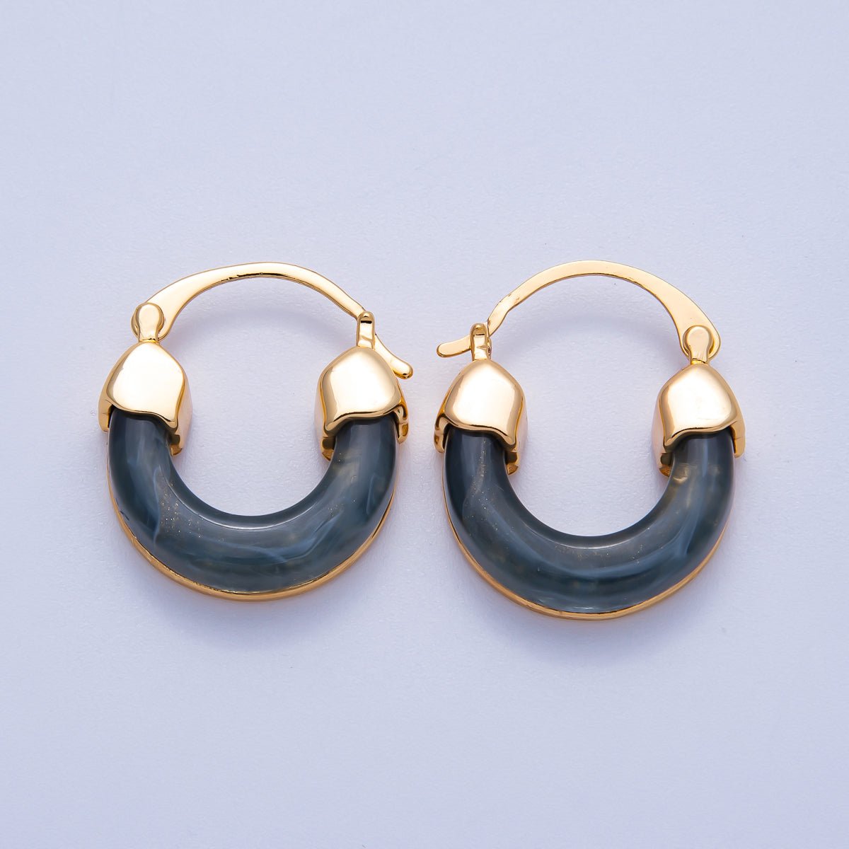 18K Gold Filled 25mm Resin Latch Hoop Earring | Earrings - 00281 ~ Earrings - 00286 - DLUXCA