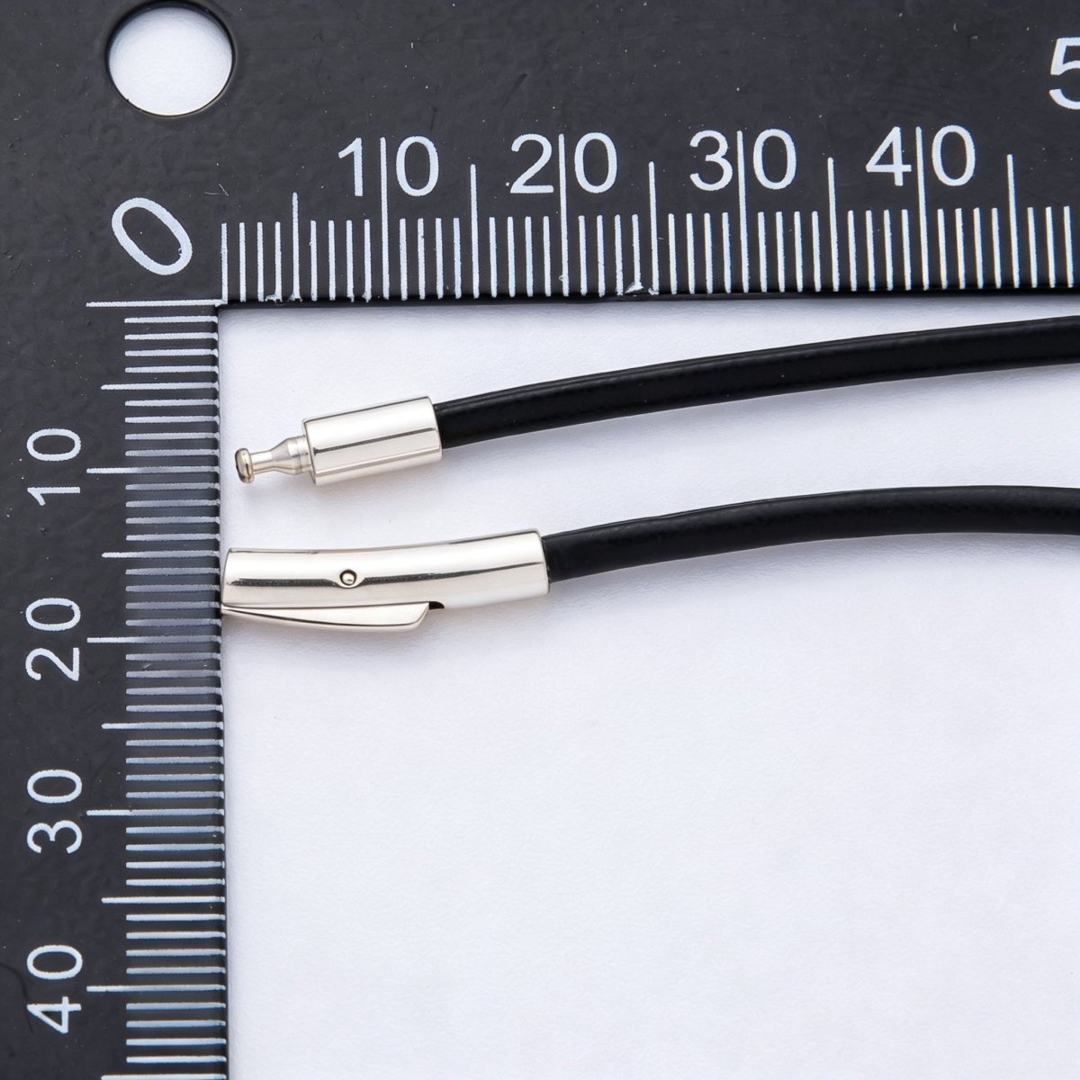 18K Gold Filled 2.5mm Thin Black Fall Faux Leather Cord 19 Inch Necklace | WA - 3858 - DLUXCA