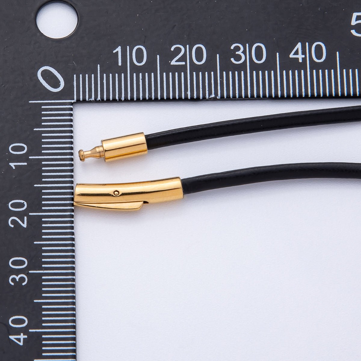 18K Gold Filled 2.5mm Thin Black Fall Faux Leather Cord 19 Inch Necklace | WA - 3858 - DLUXCA