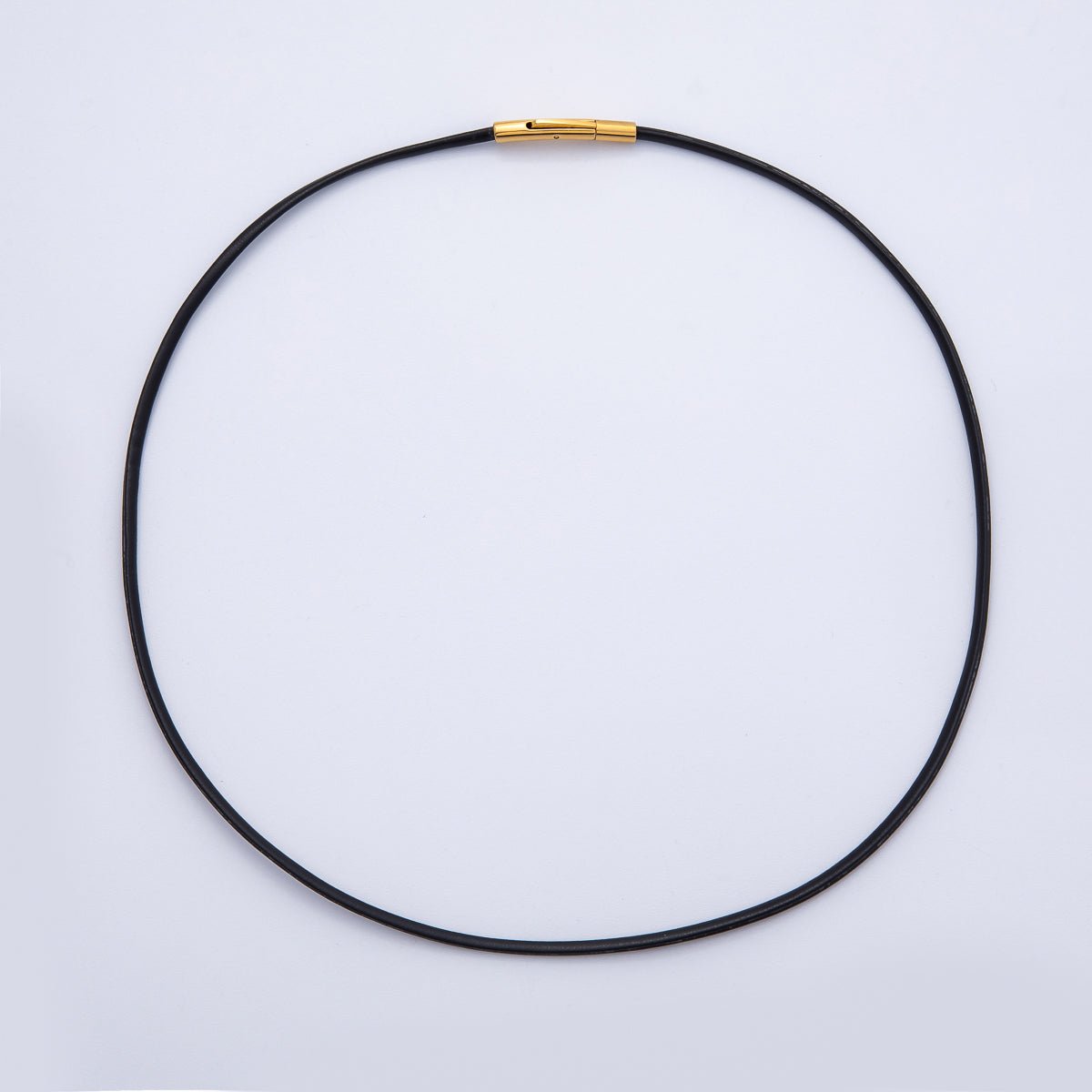 18K Gold Filled 2.5mm Thin Black Fall Faux Leather Cord 19 Inch Necklace | WA - 3858 - DLUXCA