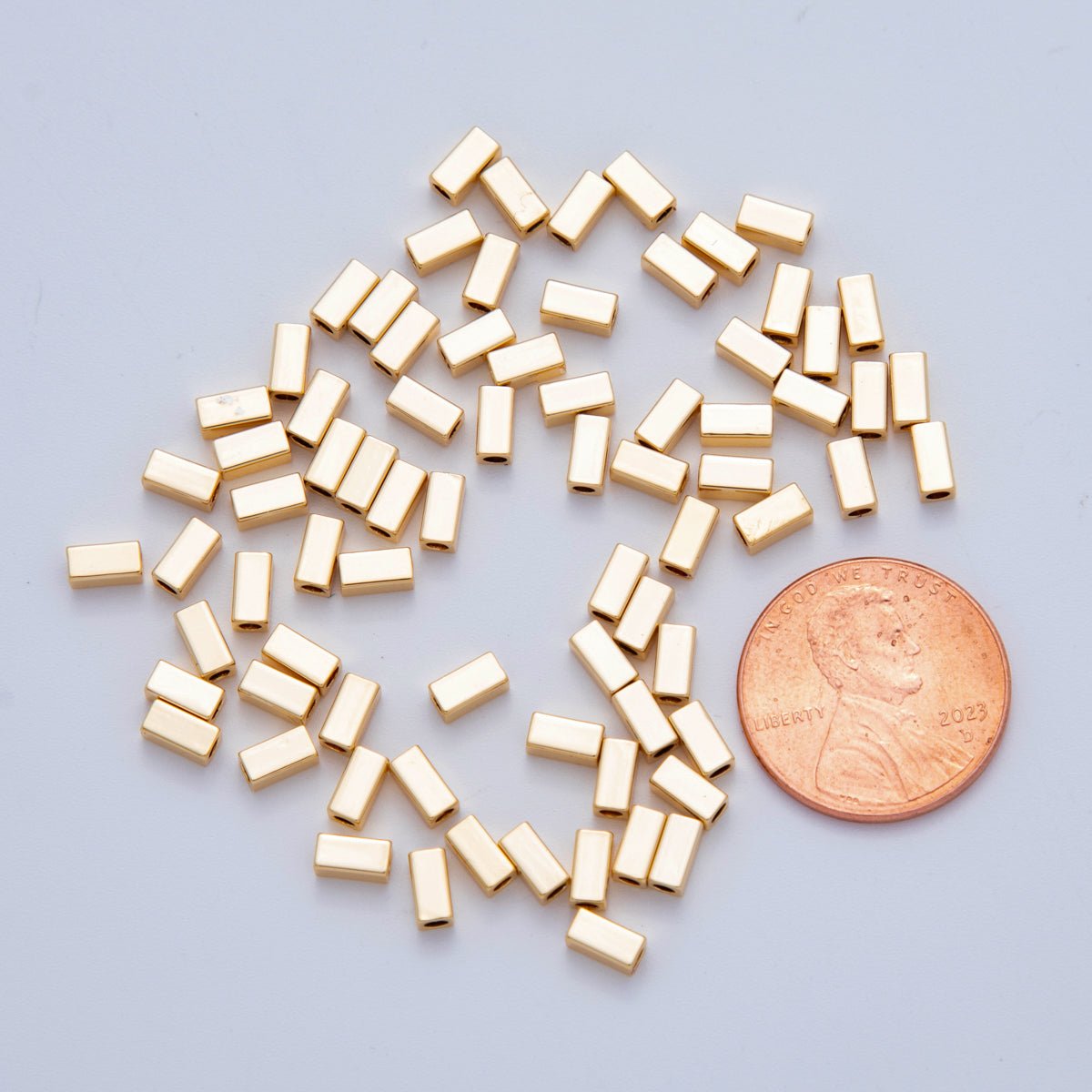 18K Gold Filled 2.5mm Thin Rectangular Bead Set by 10 Pieces | B750 - DLUXCA