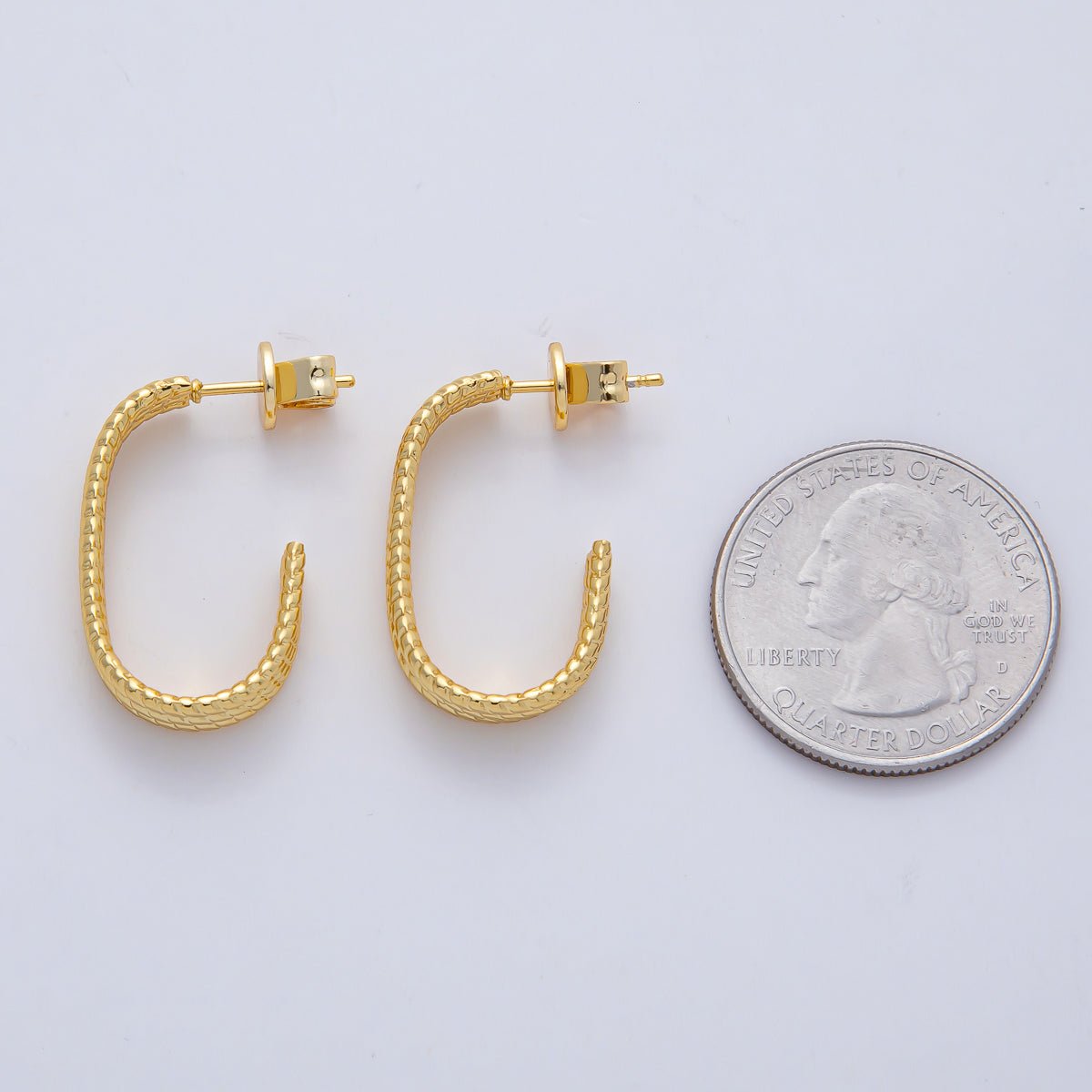 18K Gold Filled 25mm Triple Rope J - Shaped Hoop Earrings | AD1650 - DLUXCA