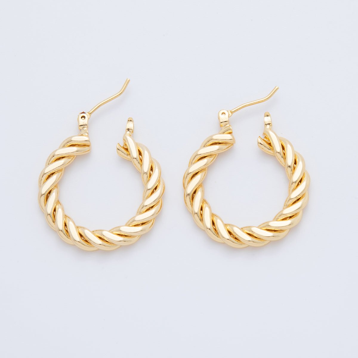 18K Gold Filled 25mm Twisted Croissant Latch Hoop Earrings | AJ - 146 - DLUXCA