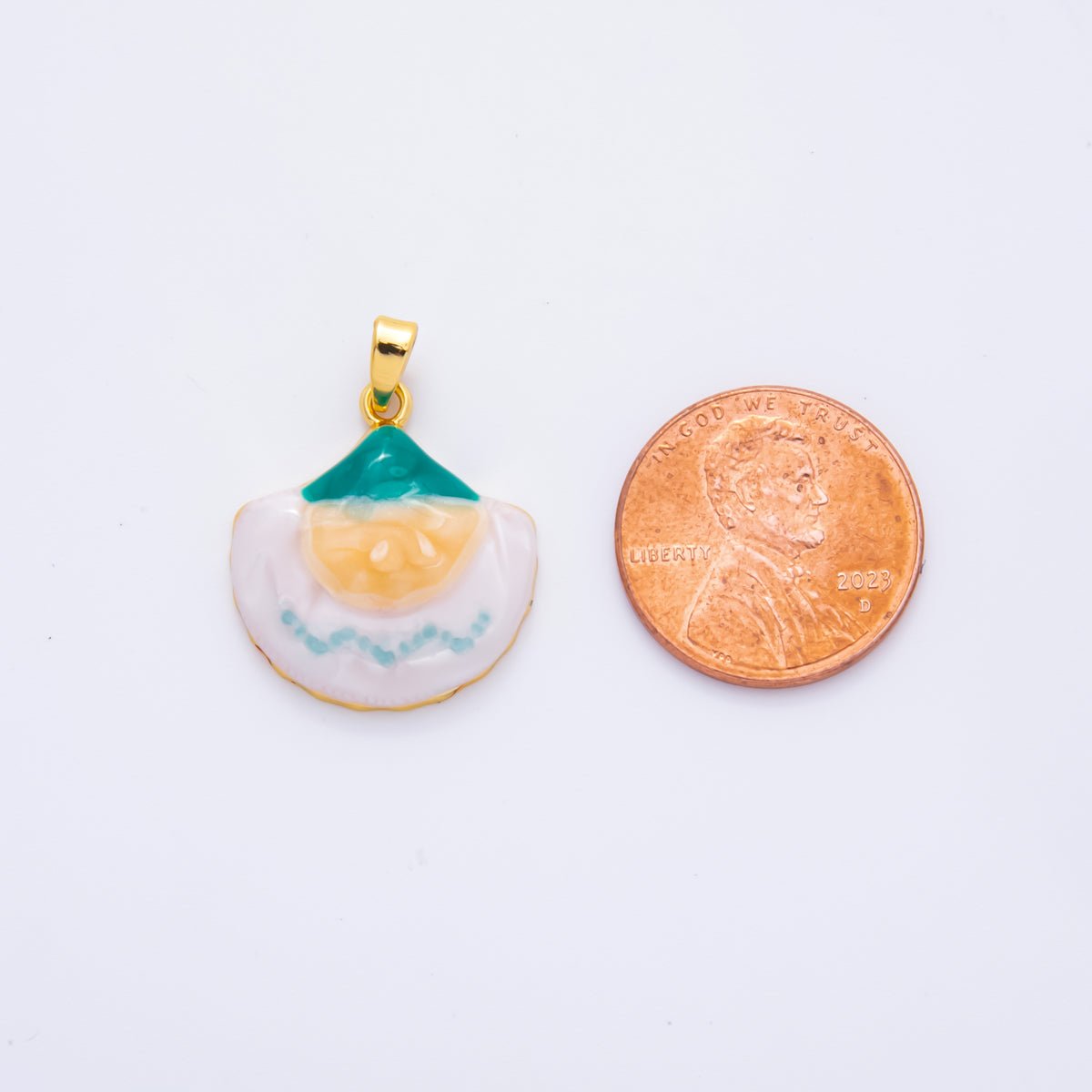 18K Gold Filled 26mm Enamel Fluffy Mochi Pendant | AH795 - DLUXCA
