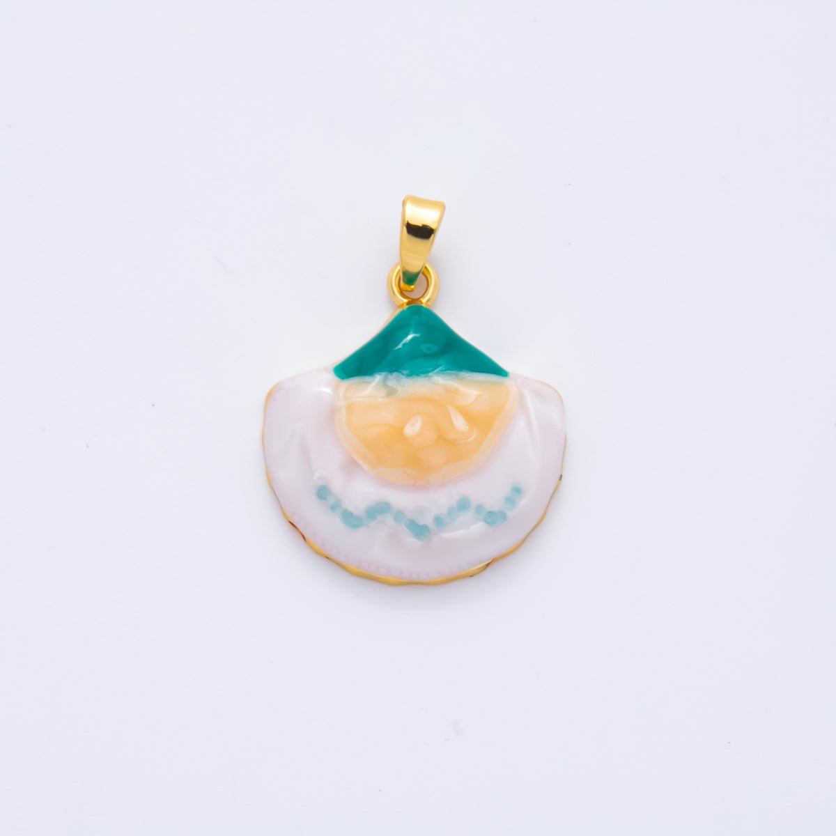 18K Gold Filled 26mm Enamel Fluffy Mochi Pendant | AH795 - DLUXCA