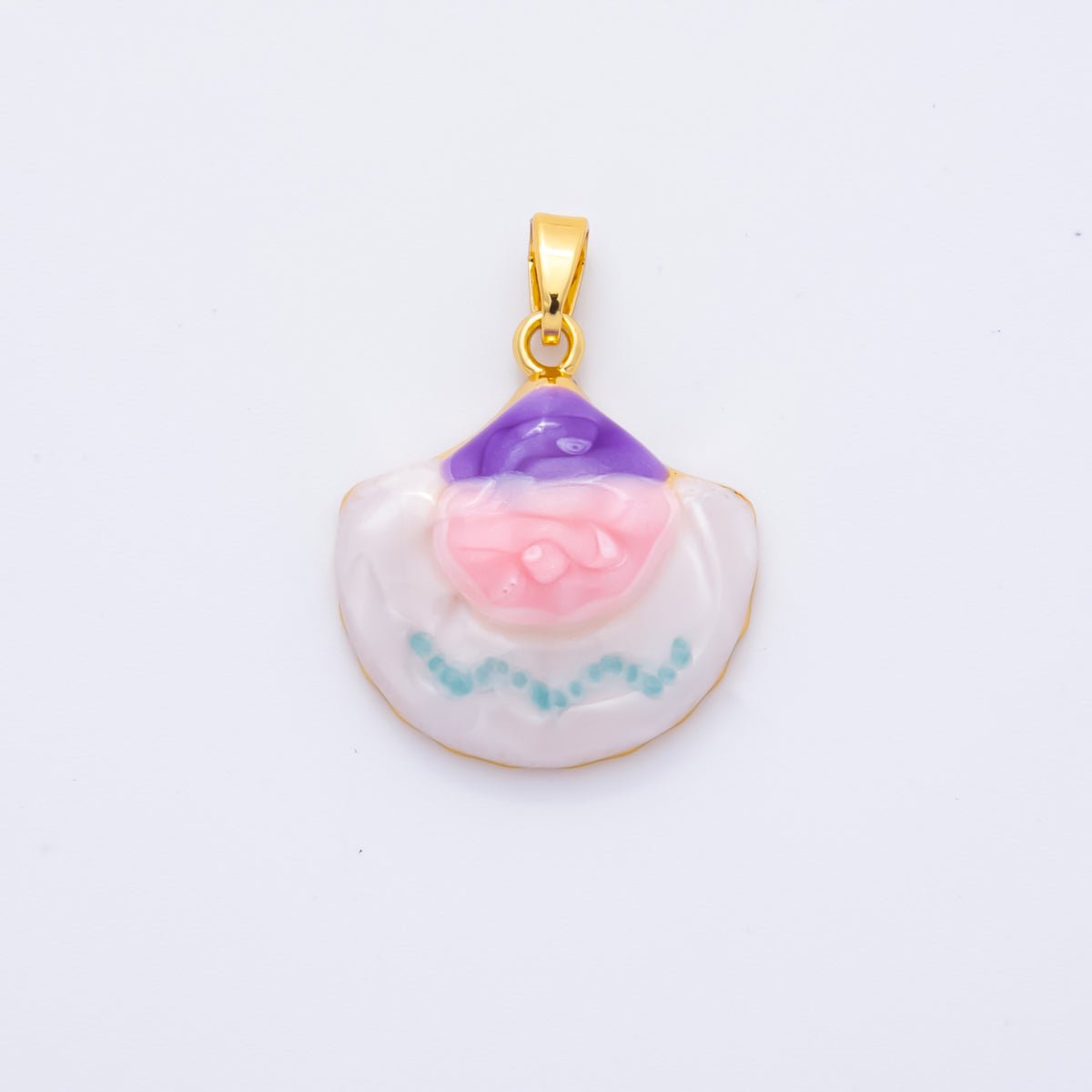 18K Gold Filled 26mm Enamel Fluffy Mochi Pendant | AH795 - DLUXCA