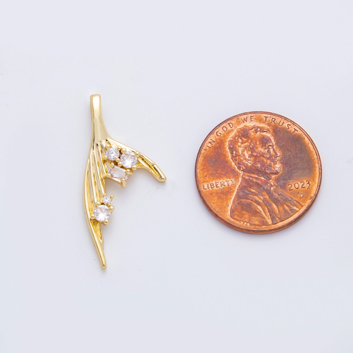 18K Gold Filled 26mm Micro Paved CZ Ocean Mermaid Tail Siren Pendant in Gold & Silver | AF - A1106 - DLUXCA