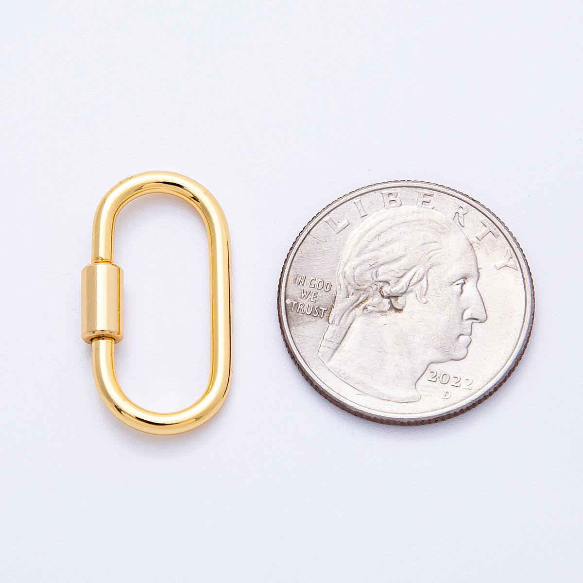 18K Gold Filled 26mm Minimalist Oblong Carabiner Clasp Closure Finding | Findings - 00039 - DLUXCA