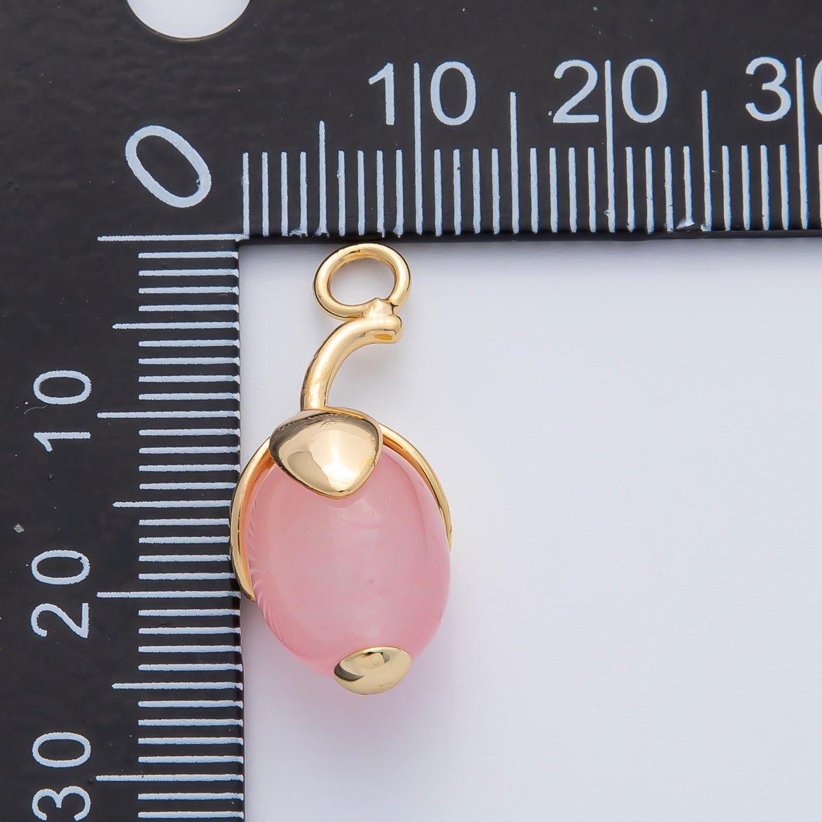 18K Gold Filled 27mm Aquamarine, Carnelian, Aventurine Natural Gemstone Fruit Drop Charm | AF1441 ~ AF1443 - DLUXCA