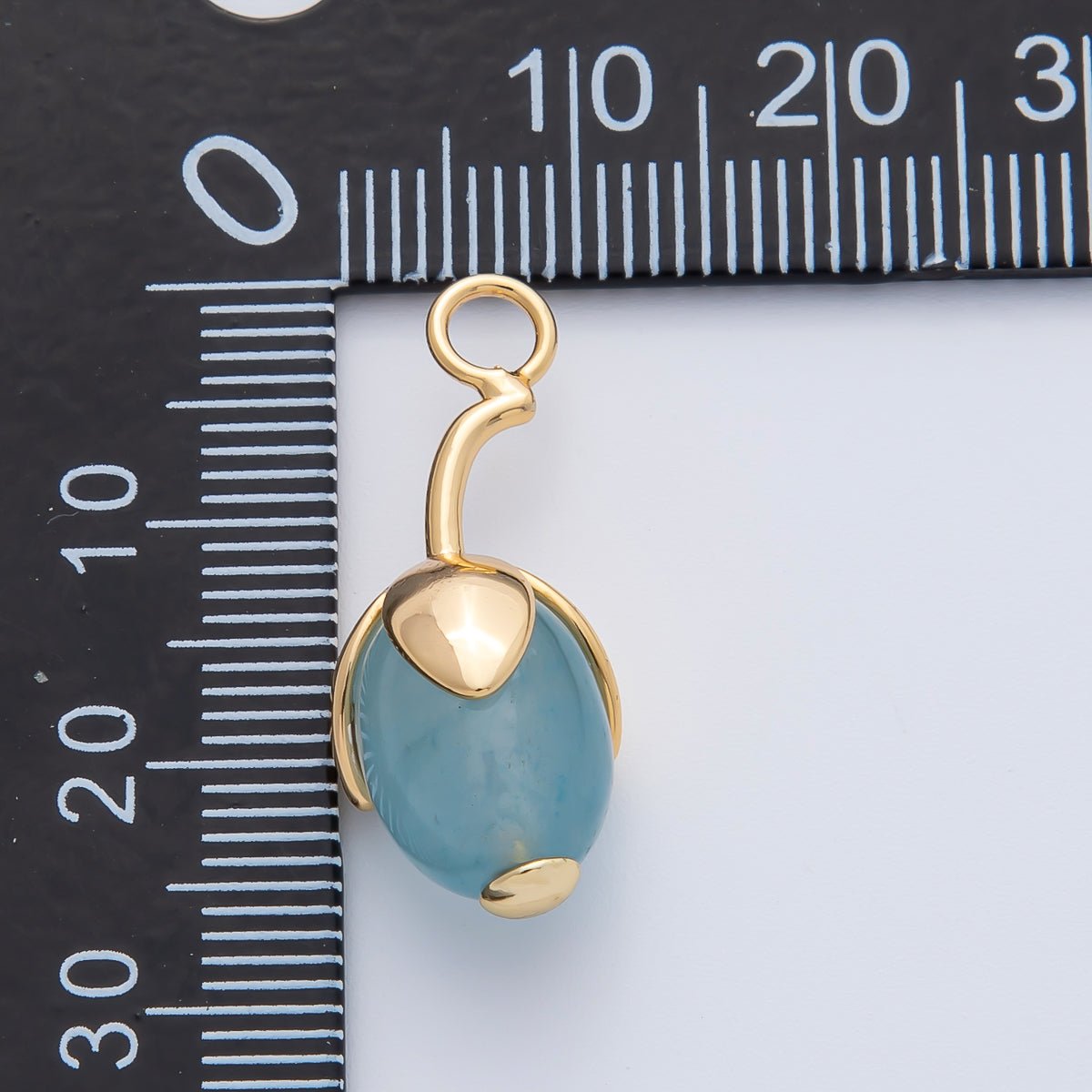 18K Gold Filled 27mm Aquamarine, Carnelian, Aventurine Natural Gemstone Fruit Drop Charm | AF1441 ~ AF1443 - DLUXCA